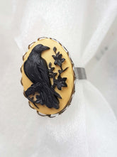 SILVER RAVEN CAMEO RING